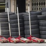 Gombak, Malaysia: A tyre repair shop showing his assets