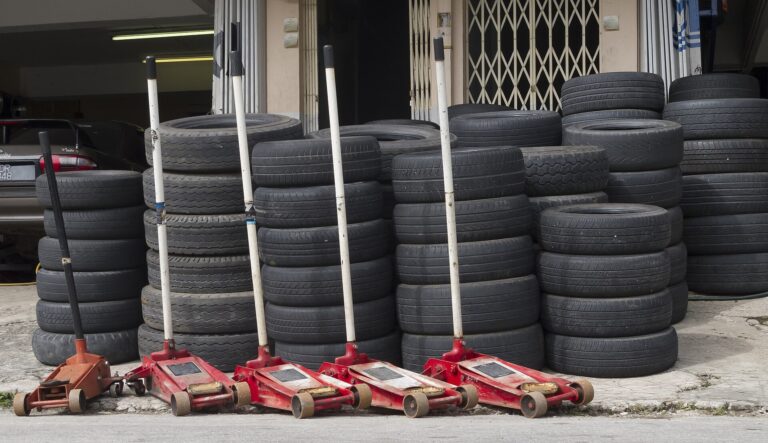 Gombak, Malaysia: A tyre repair shop showing his assets